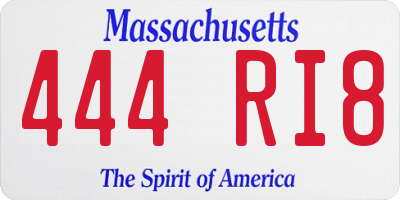 MA license plate 444RI8