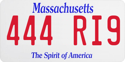 MA license plate 444RI9