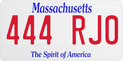 MA license plate 444RJ0