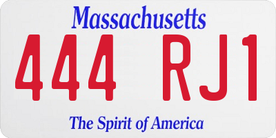 MA license plate 444RJ1