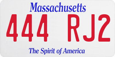 MA license plate 444RJ2