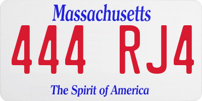 MA license plate 444RJ4