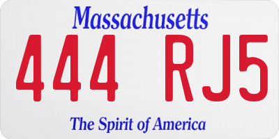 MA license plate 444RJ5