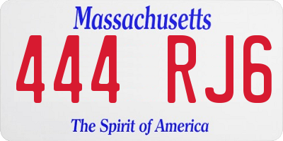 MA license plate 444RJ6