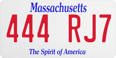 MA license plate 444RJ7
