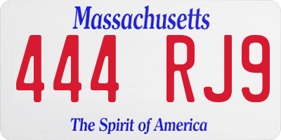 MA license plate 444RJ9
