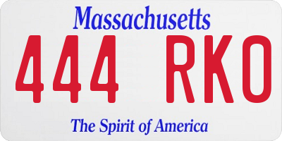 MA license plate 444RK0