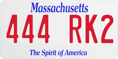 MA license plate 444RK2
