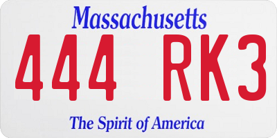 MA license plate 444RK3