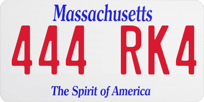 MA license plate 444RK4