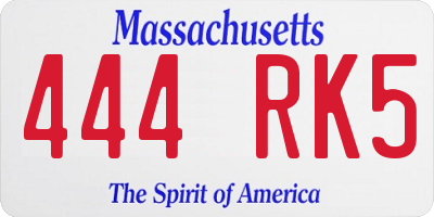 MA license plate 444RK5