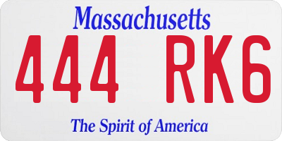 MA license plate 444RK6