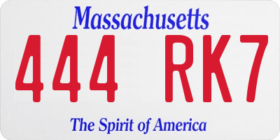 MA license plate 444RK7