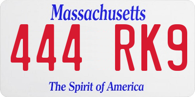 MA license plate 444RK9