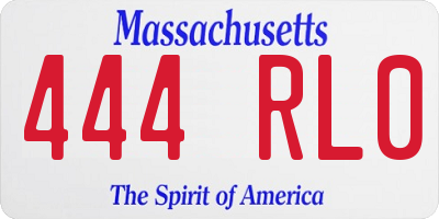 MA license plate 444RL0