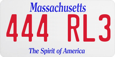 MA license plate 444RL3