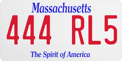 MA license plate 444RL5