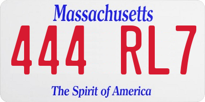MA license plate 444RL7