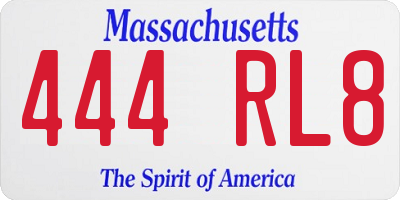 MA license plate 444RL8