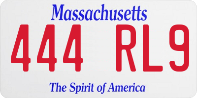 MA license plate 444RL9