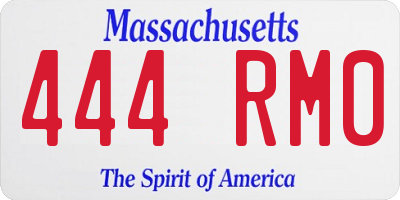 MA license plate 444RM0