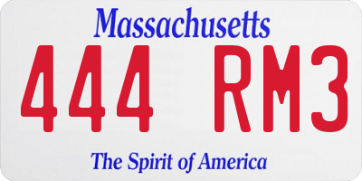 MA license plate 444RM3