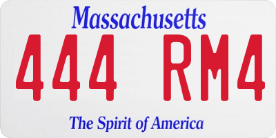 MA license plate 444RM4