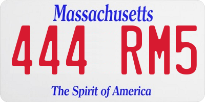 MA license plate 444RM5