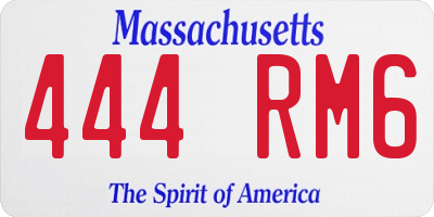 MA license plate 444RM6