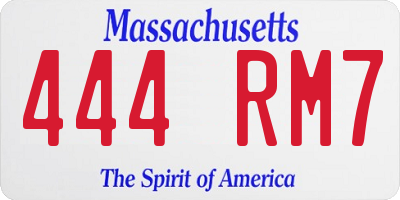 MA license plate 444RM7