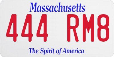 MA license plate 444RM8