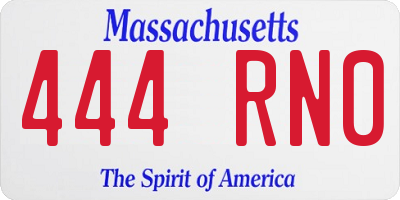 MA license plate 444RN0