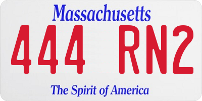 MA license plate 444RN2