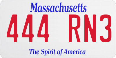 MA license plate 444RN3