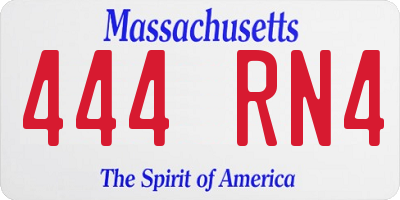 MA license plate 444RN4