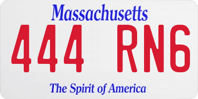 MA license plate 444RN6
