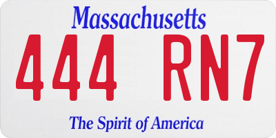 MA license plate 444RN7