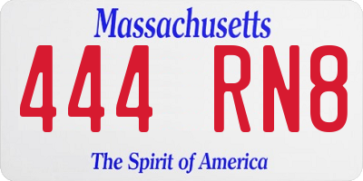 MA license plate 444RN8
