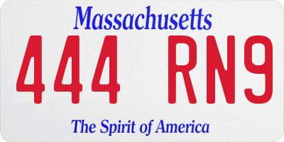 MA license plate 444RN9