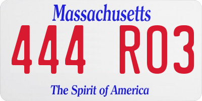 MA license plate 444RO3