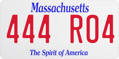 MA license plate 444RO4