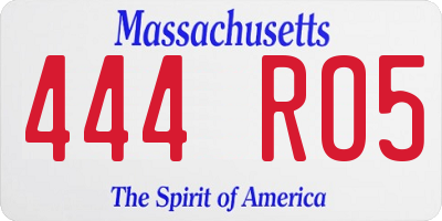MA license plate 444RO5