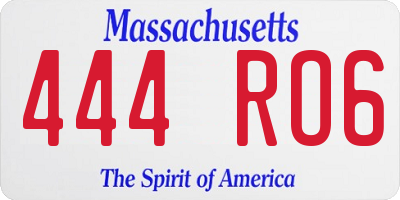 MA license plate 444RO6