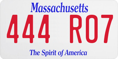 MA license plate 444RO7