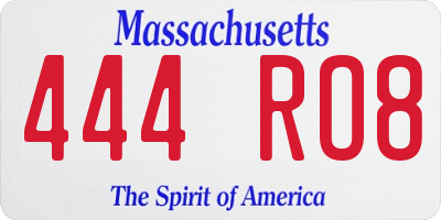 MA license plate 444RO8