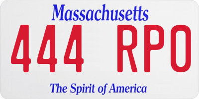 MA license plate 444RP0