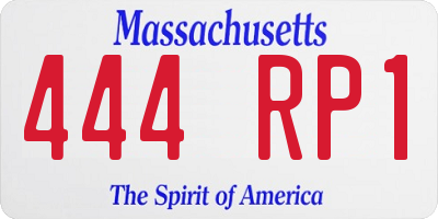 MA license plate 444RP1