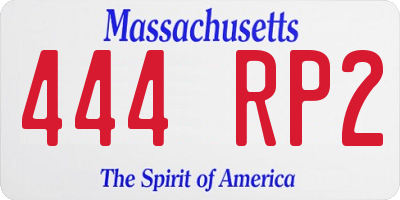 MA license plate 444RP2