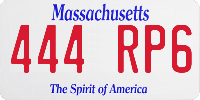 MA license plate 444RP6