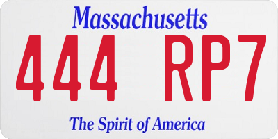 MA license plate 444RP7
